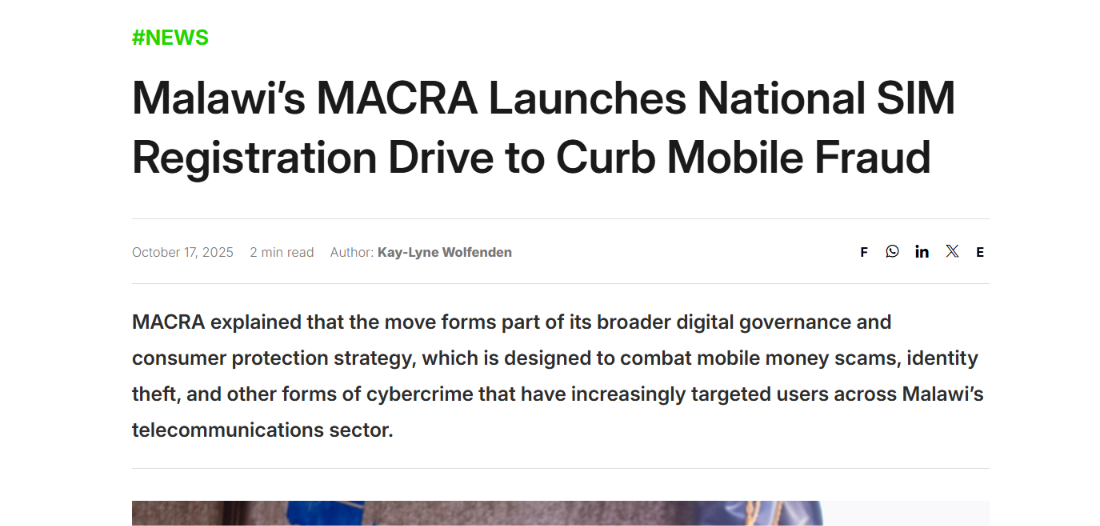MACRA lance une campagne nationale d’enregistrement des cartes SIM